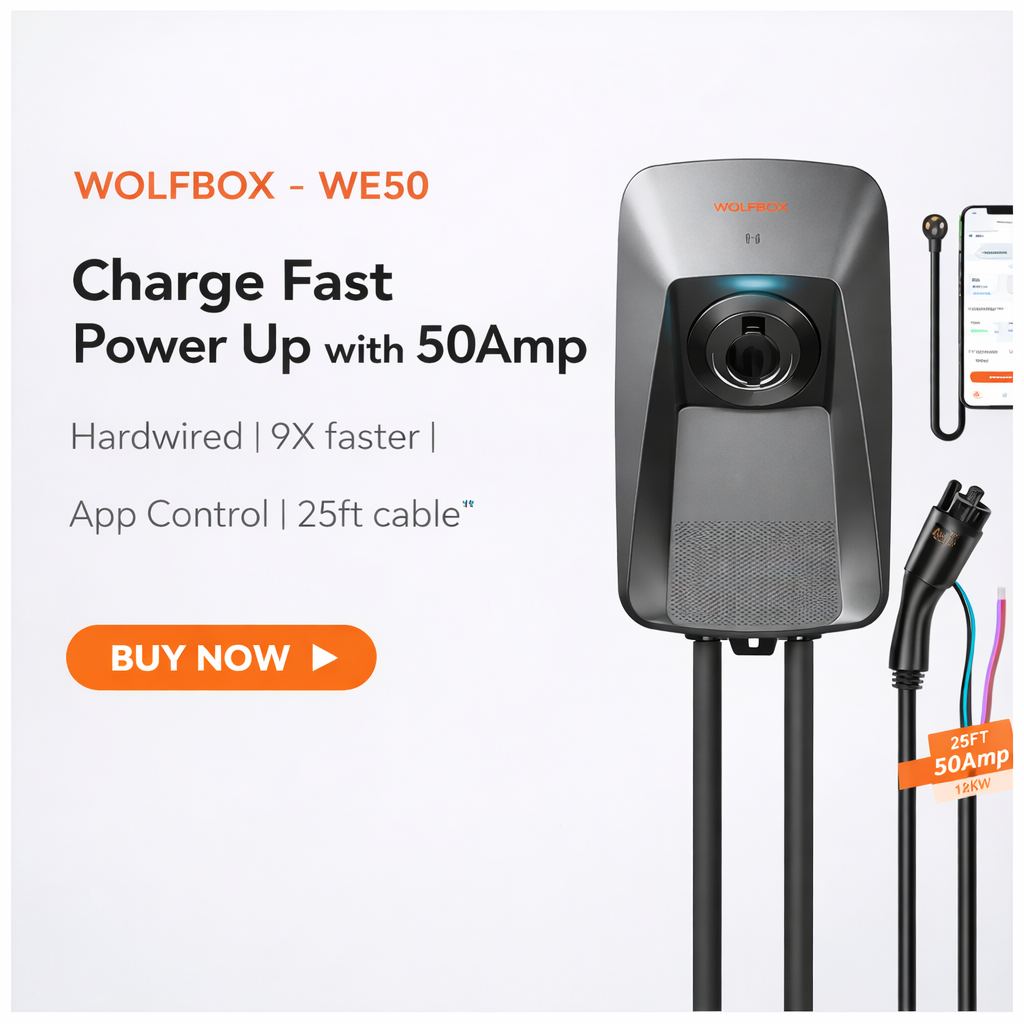 WOLFBOX WE50 fast charger advertisement